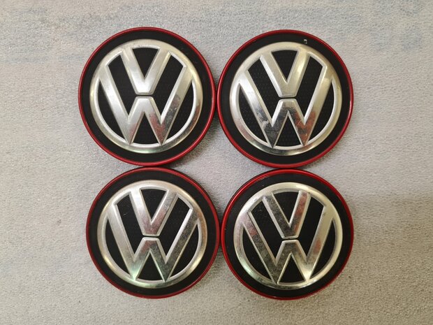 Origineel 4x Naafkap Naafkapjes VW GTI Rood 5G0601171B